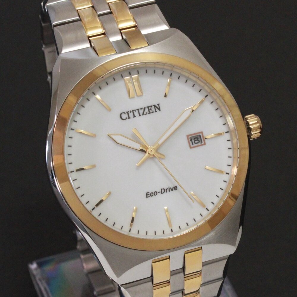 Citizen Men's Eco Drive Corso Integrated Bracelet Two Tone White Dial 40mm